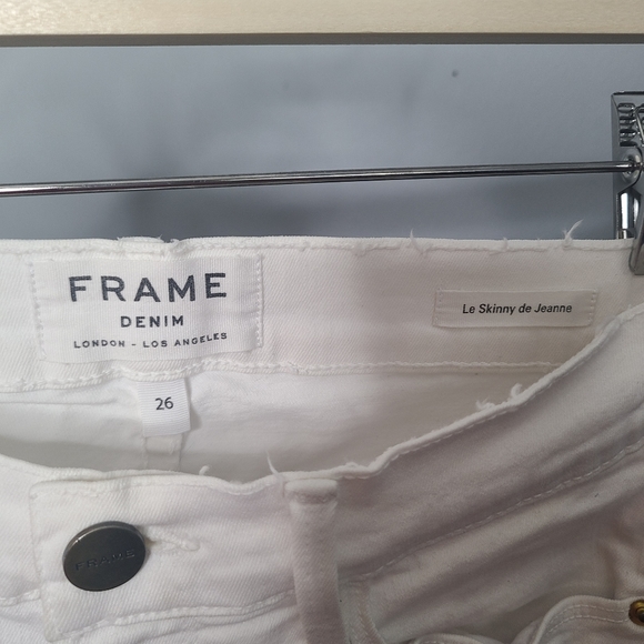FRAME Le Skinny de Jeanne White Distressed Ripped Jeans - Picture 9 of 10
